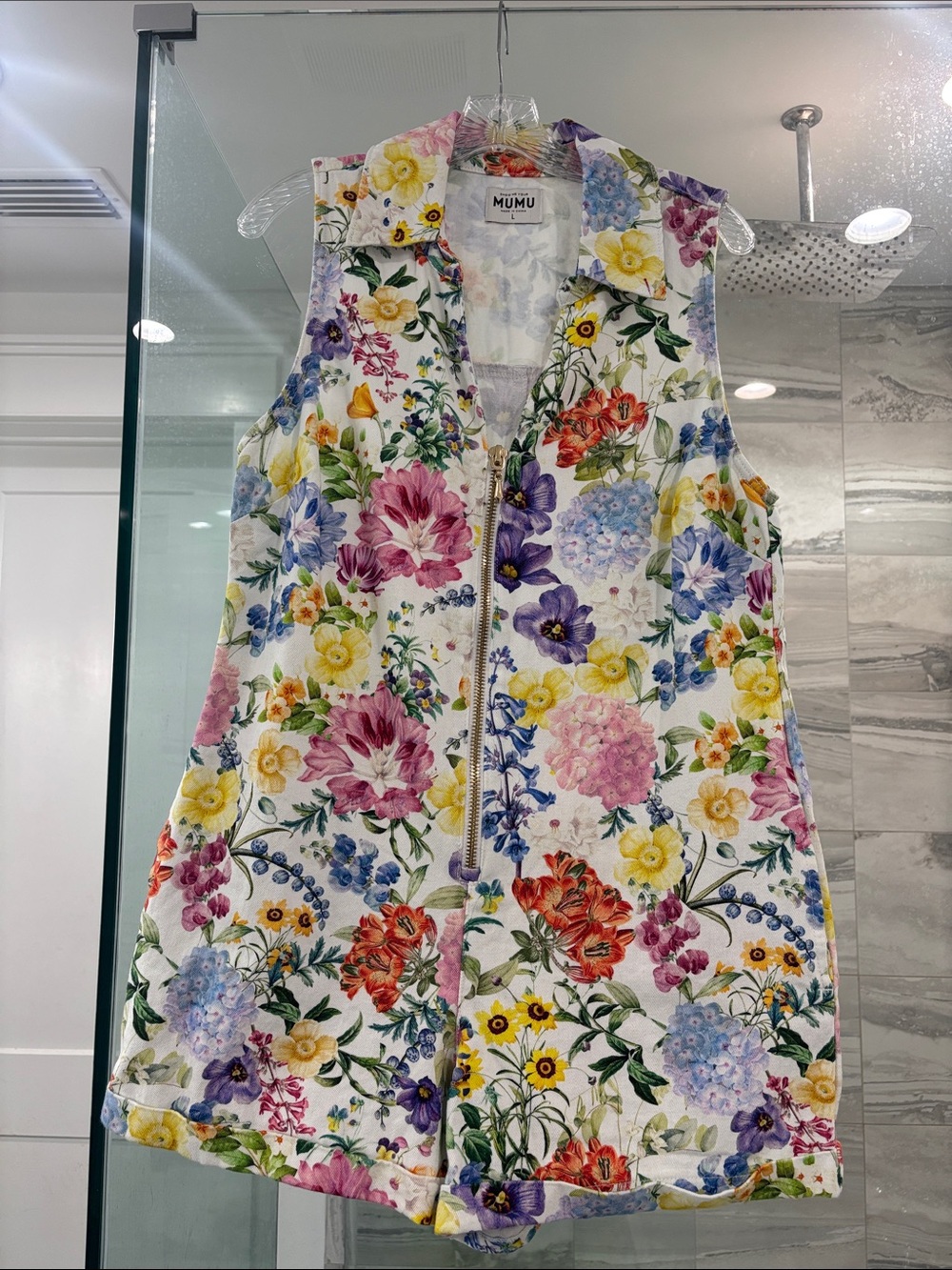 NWOT Denim Floral Romper